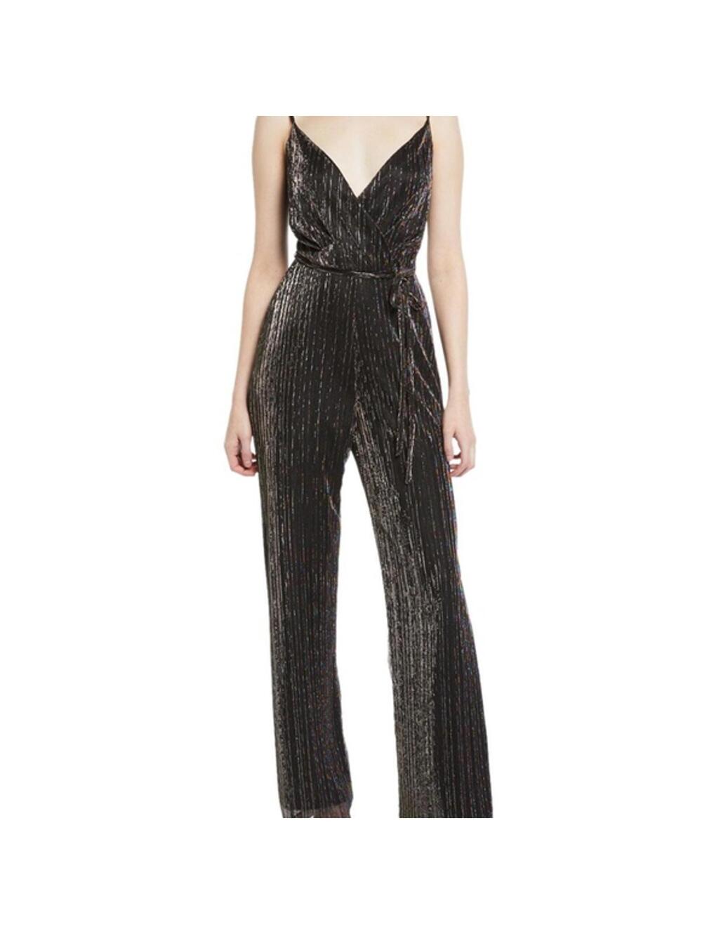 Laundry Metallic Multicolor Women's Black Evening Jumpsuit with Spaghetti Straps